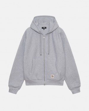 Stussy Double Face Label Zip Hoodie Erkek Gri Türkiye | UFJ-1771