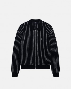 Stussy Light Weight Ls Zip Polo Üstler Erkek Siyah Türkiye | ZUW-4117