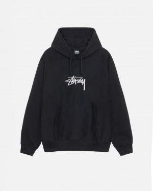 Stussy Stock Logo Applique Hoodie Erkek Siyah Türkiye | OIO-6729