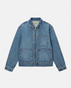 Stussy Zip İş Jacket Denim Kadın Mavi Türkiye | LFZ-9472