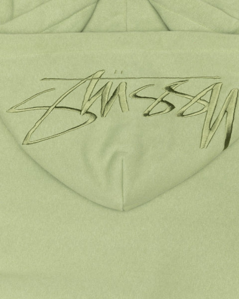Stussy Back Hood Applique Hood Tişörtü Kadın Yeşil Türkiye | FTL-6752