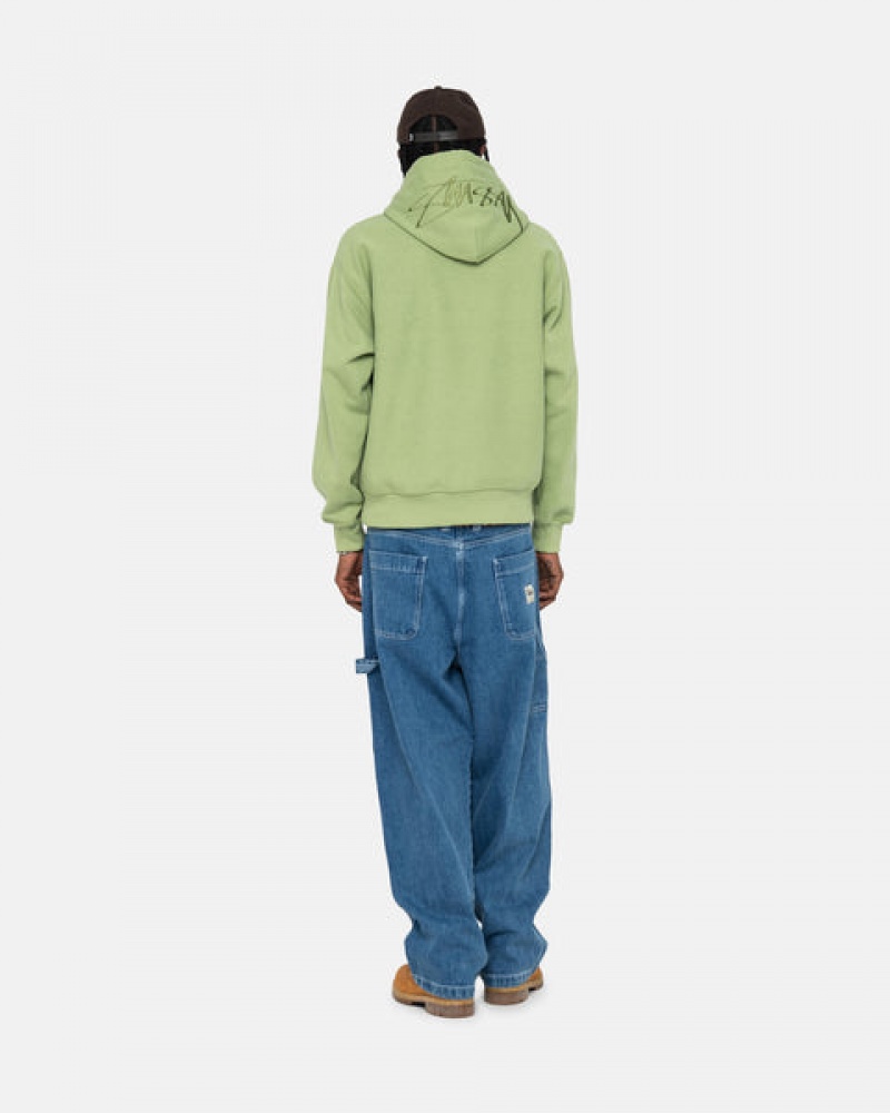 Stussy Back Hood Applique Hood Tişörtü Kadın Yeşil Türkiye | FTL-6752