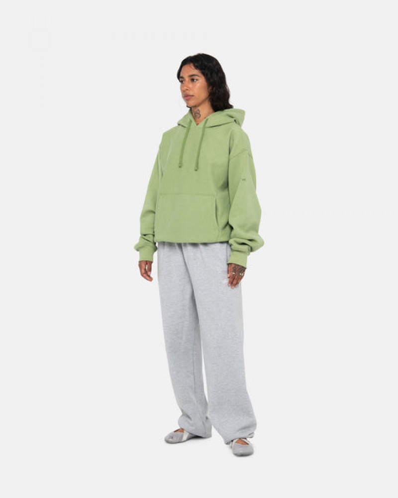 Stussy Back Hood Applique Hood Tişörtü Kadın Yeşil Türkiye | FTL-6752