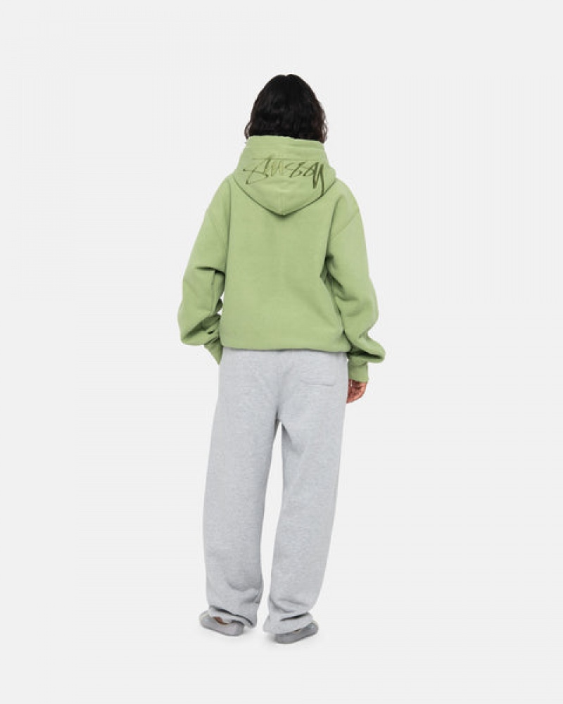 Stussy Back Hood Applique Hood Tişörtü Kadın Yeşil Türkiye | FTL-6752