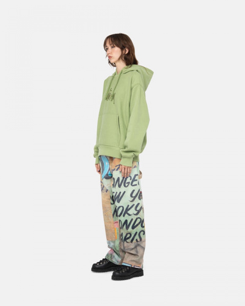 Stussy Basic Applique Hood Tişörtü Erkek Yeşil Türkiye | VLW-8578