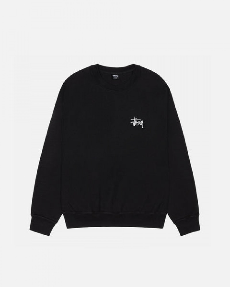 Stussy Basic Stüssy Pigment Dyed Crew Tişörtü Kadın Siyah Türkiye | YGK-4476