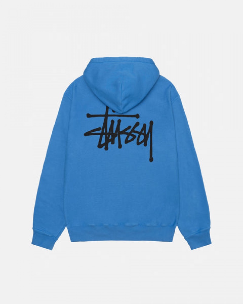 Stussy Basic Stussy Hoodie Pigment Dyed Hoodie Erkek Mavi Türkiye | ALD-7753