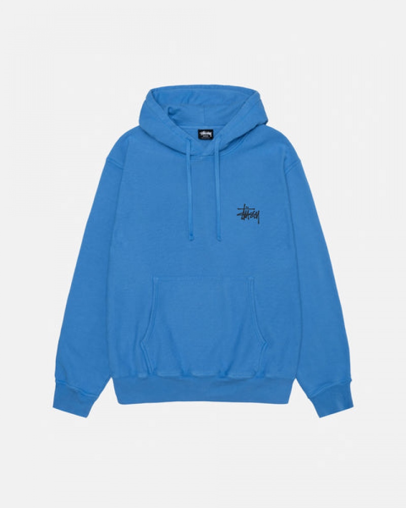 Stussy Basic Stussy Hoodie Pigment Dyed Hoodie Erkek Mavi Türkiye | ALD-7753