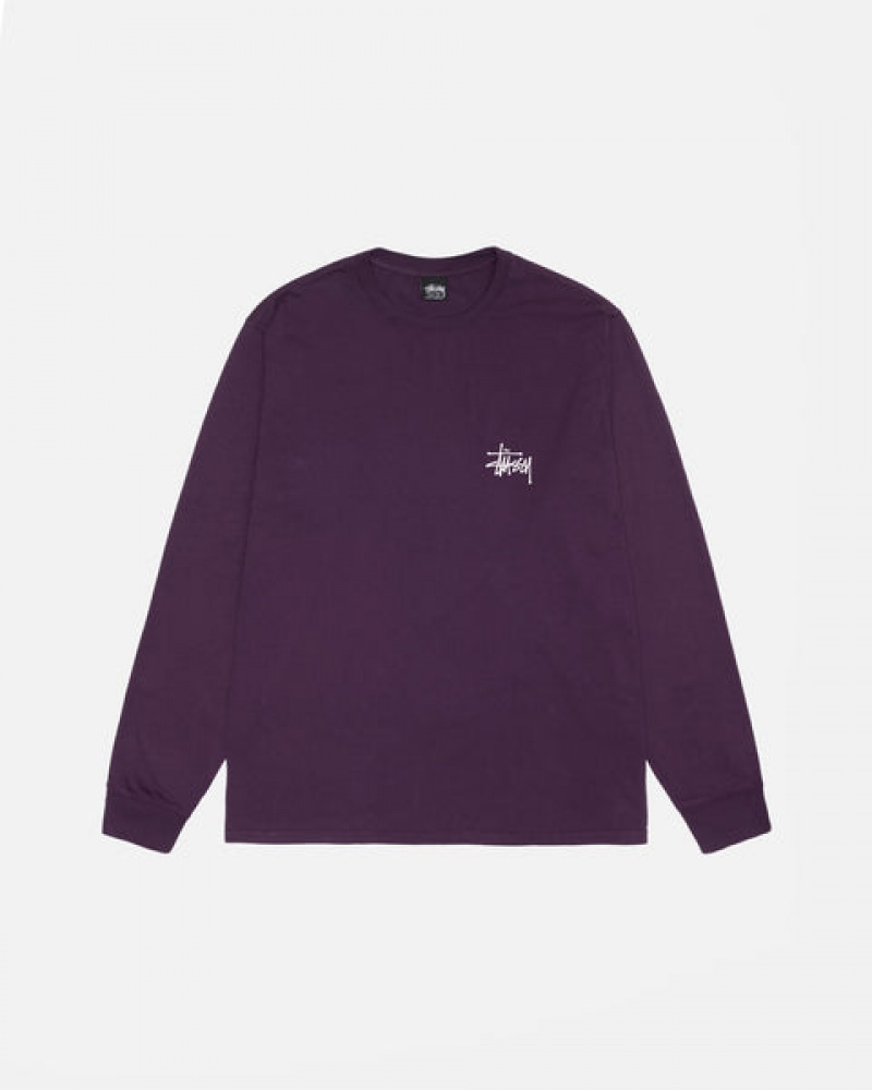 Stussy Basic Stussy LS Tee Pigment Dyed T shirt Kadın Mor Türkiye | VJZ-8730