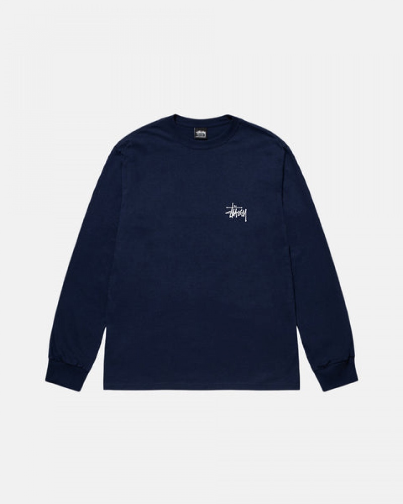 Stussy Basic Stussy Ls Tee T shirt Kadın Lacivert Türkiye | MHE-7214