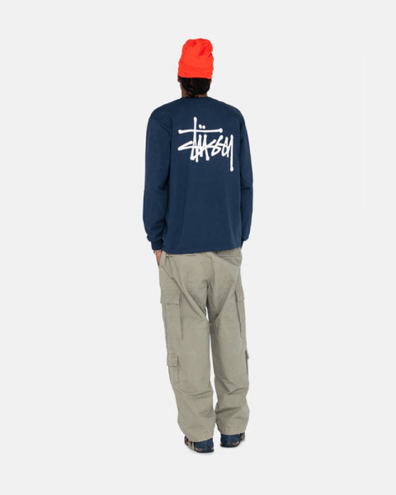 Stussy Basic Stussy Ls Tee T shirt Kadın Lacivert Türkiye | MHE-7214