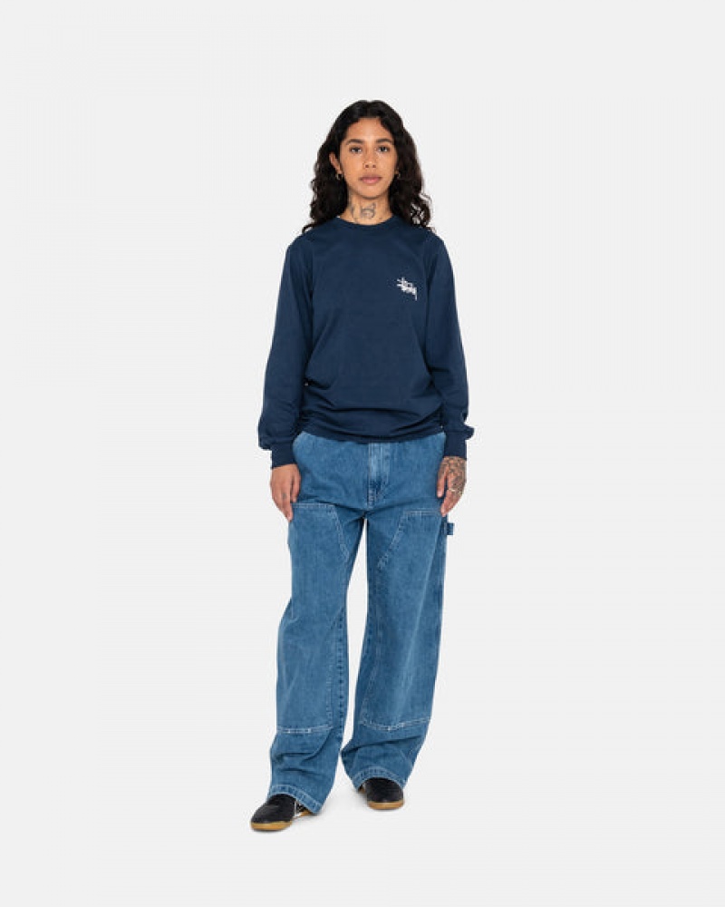 Stussy Basic Stussy Ls Tee T shirt Kadın Lacivert Türkiye | MHE-7214