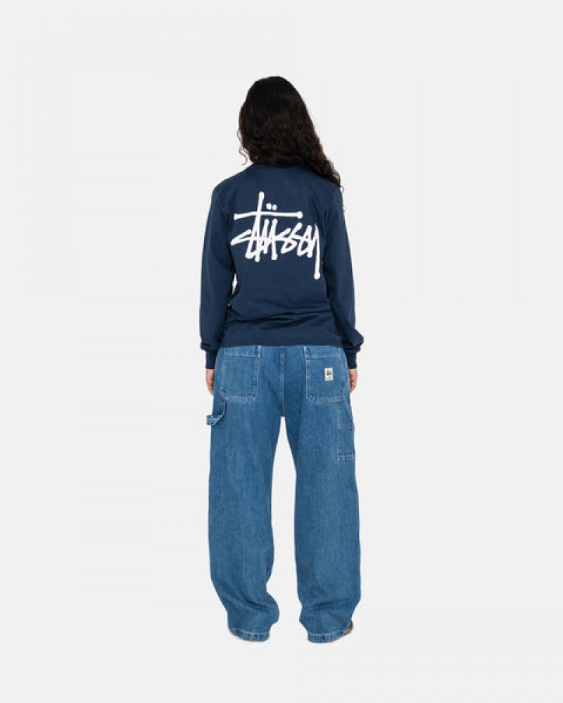 Stussy Basic Stussy Ls Tee T shirt Kadın Lacivert Türkiye | MHE-7214