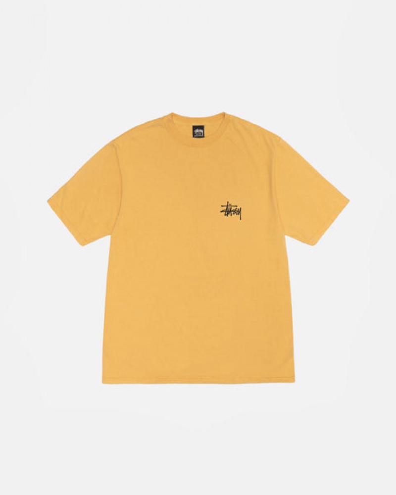 Stussy Basic Stussy Tee Pigment Dyed T shirt Erkek Sarı Türkiye | XEW-2913