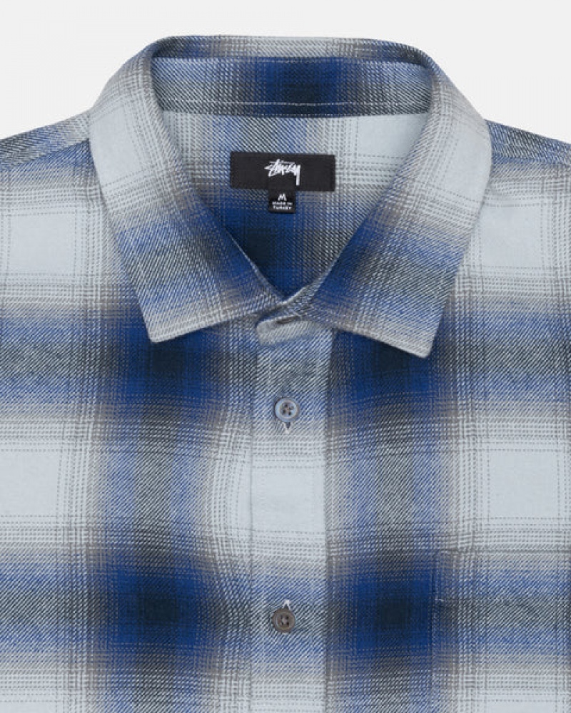 Stussy Bay Plaid Shirt Gömlek Kadın Lacivert Türkiye | LXD-1379
