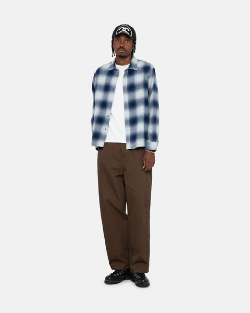 Stussy Bay Plaid Shirt Gömlek Kadın Lacivert Türkiye | LXD-1379
