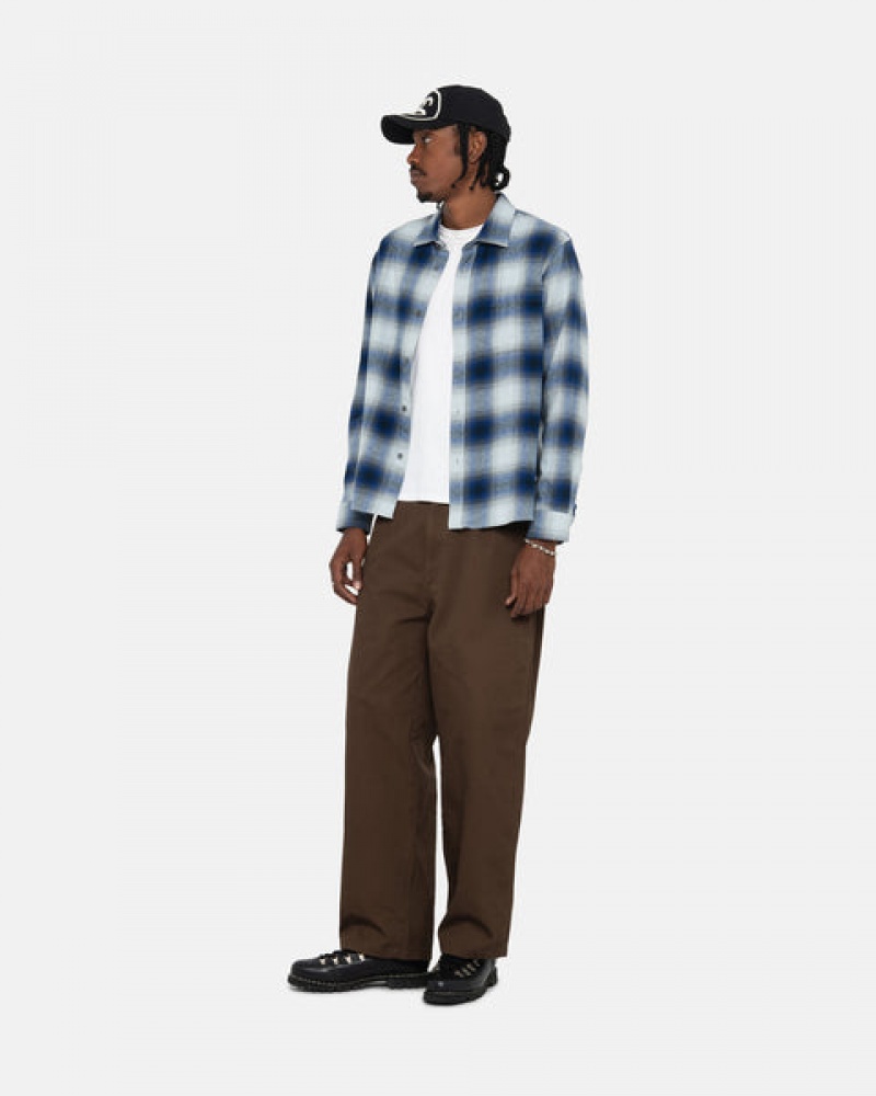 Stussy Bay Plaid Shirt Gömlek Kadın Lacivert Türkiye | LXD-1379