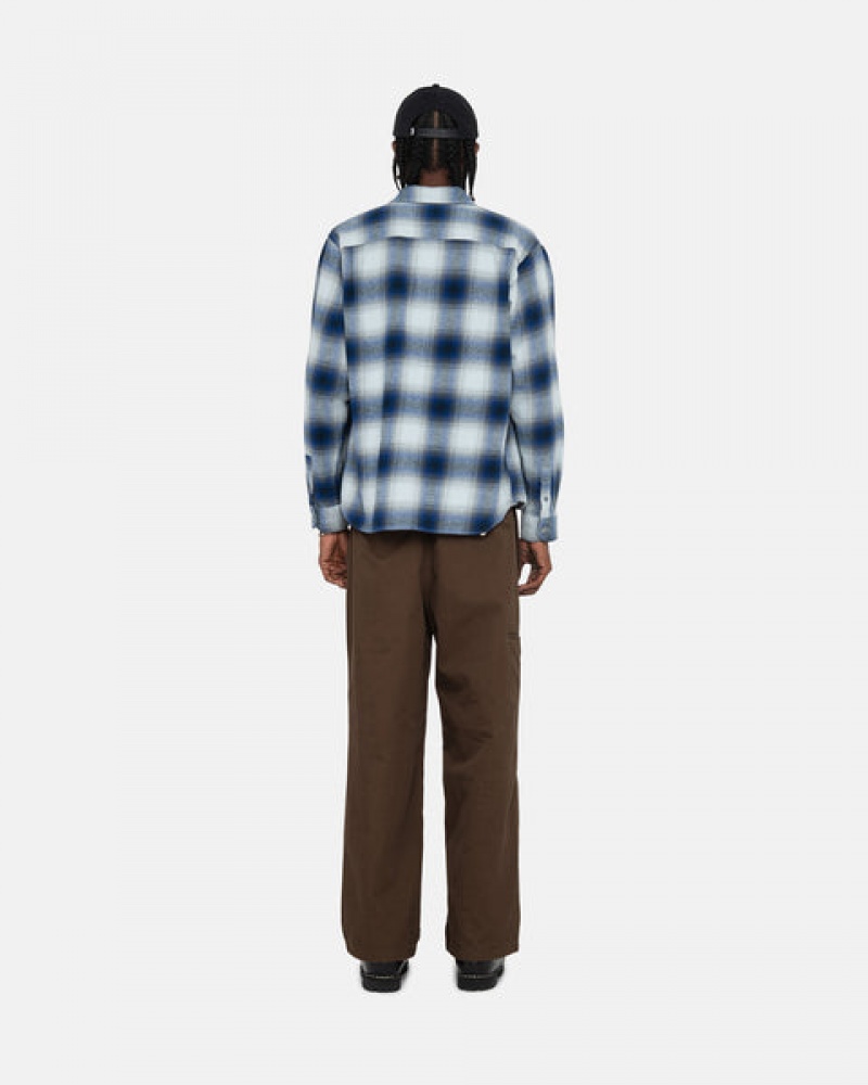 Stussy Bay Plaid Shirt Gömlek Kadın Lacivert Türkiye | LXD-1379