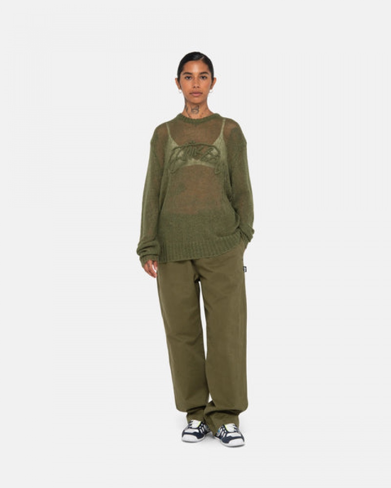 Stussy Beach Pant Brushed Pamuklu Pantolon Kadın Zeytin Yeşili Türkiye | ACI-9999