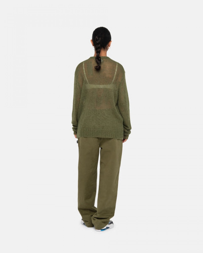 Stussy Beach Pant Brushed Pamuklu Pantolon Kadın Zeytin Yeşili Türkiye | ACI-9999