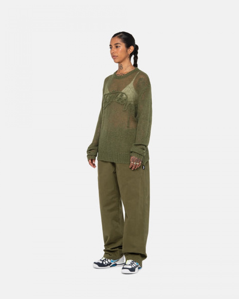 Stussy Beach Pant Brushed Pamuklu Pantolon Kadın Zeytin Yeşili Türkiye | ACI-9999