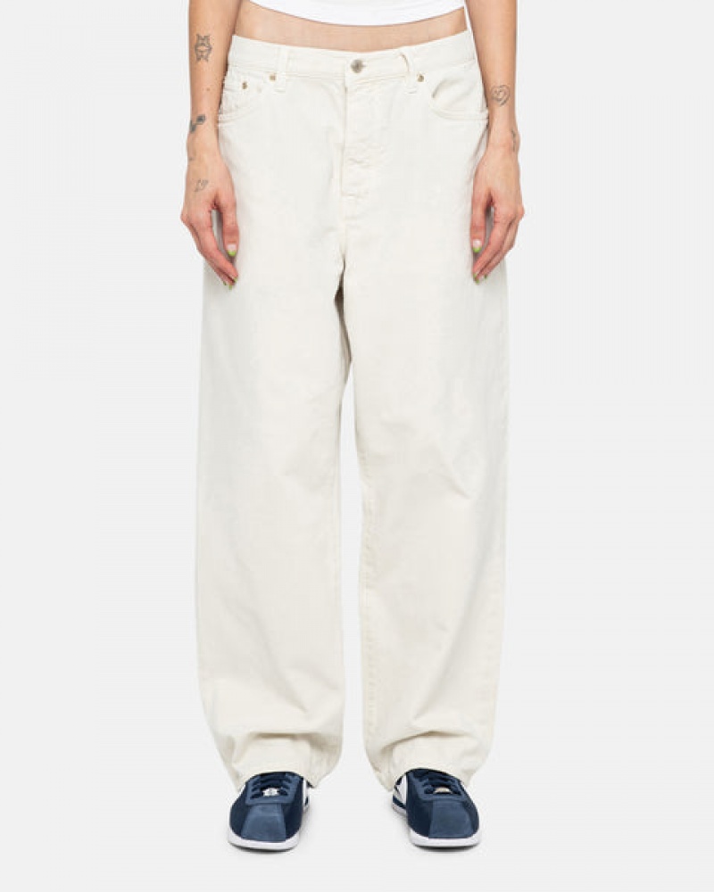 Stussy Big Ol' Jean Washed Kanvas Denim Erkek Bej Rengi Türkiye | VWO-4778