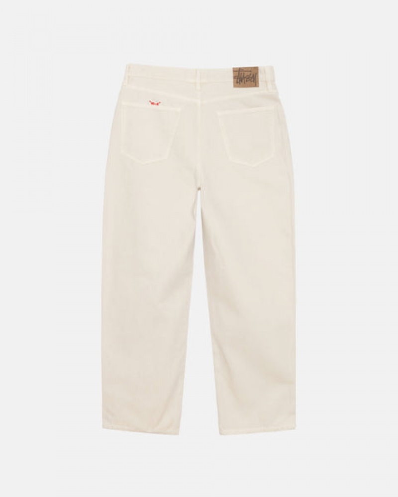 Stussy Big Ol' Jean Washed Kanvas Denim Erkek Bej Rengi Türkiye | VWO-4778
