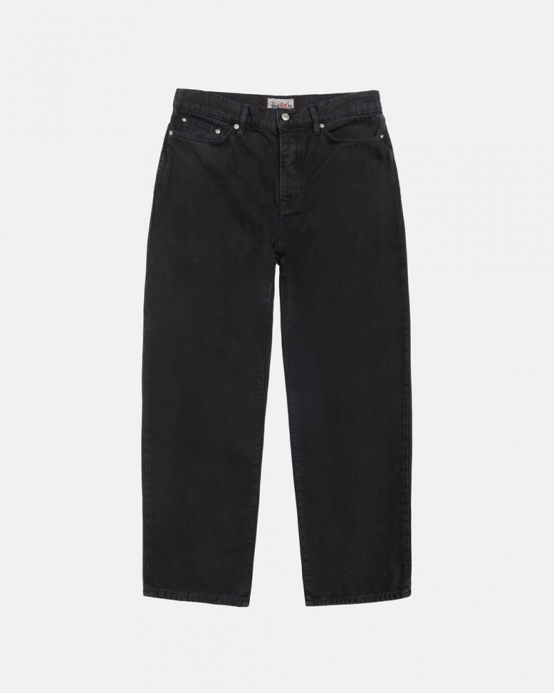 Stussy Big Ol\' Jean Washed Kanvas Denim Erkek Siyah Türkiye | TGQ-1709