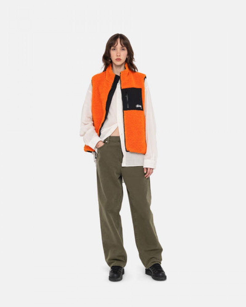 Stussy Big Ol' Jean Washed Kanvas Pantolon Kadın Zeytin Yeşili Türkiye | YNX-0140