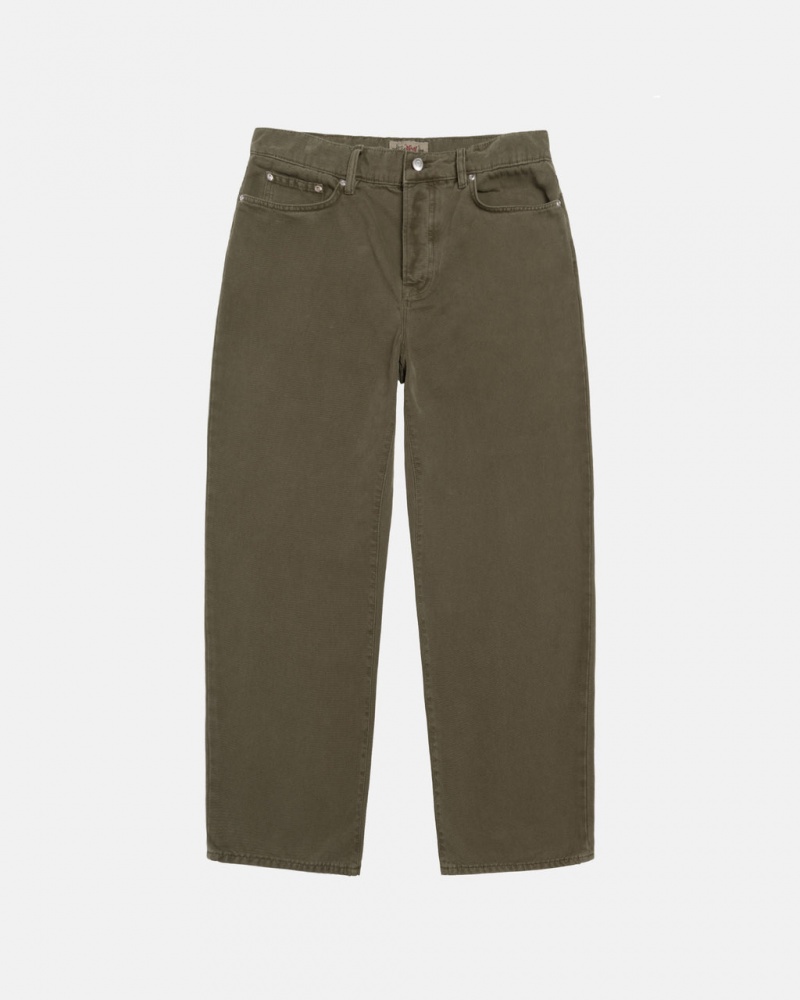 Stussy Big Ol\' Jean Washed Kanvas Pantolon Kadın Zeytin Yeşili Türkiye | YNX-0140
