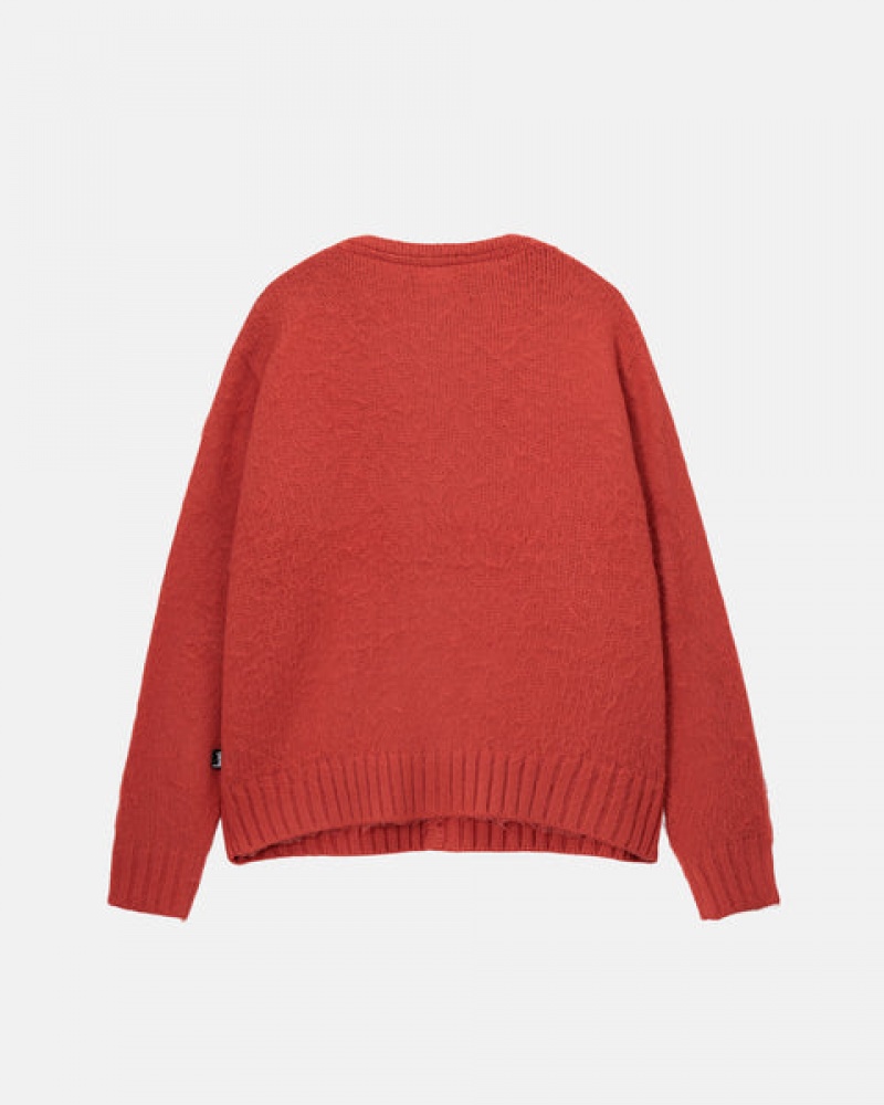 Stussy Brushed Cardigan Kazak Erkek Kırmızı Türkiye | TMM-0312