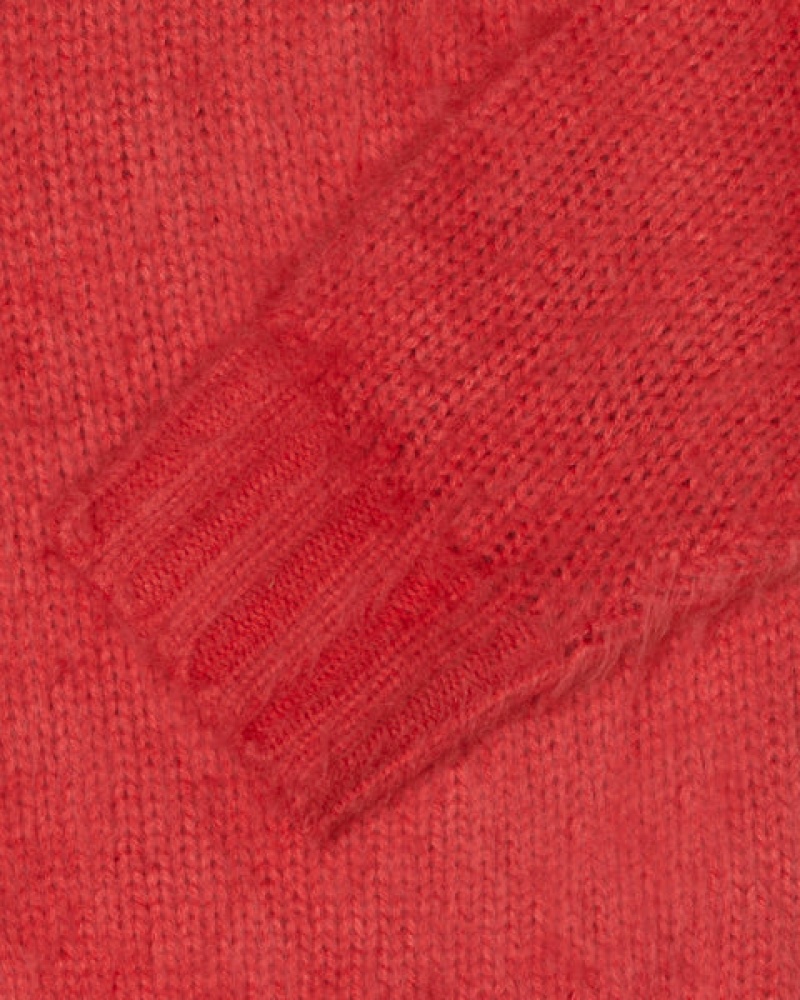 Stussy Brushed Cardigan Kazak Erkek Kırmızı Türkiye | TMM-0312