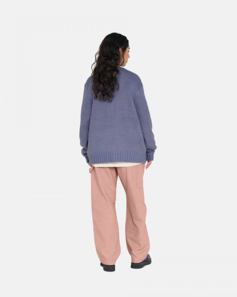 Stussy Brushed Cardigan Kazak Erkek Mor Türkiye | BZM-6069