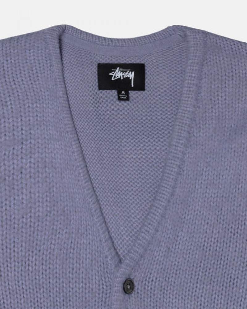 Stussy Brushed Cardigan Kazak Erkek Mor Türkiye | BZM-6069