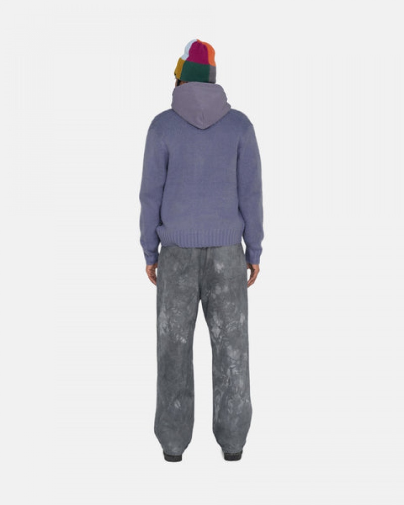 Stussy Brushed Cardigan Kazak Erkek Mor Türkiye | BZM-6069