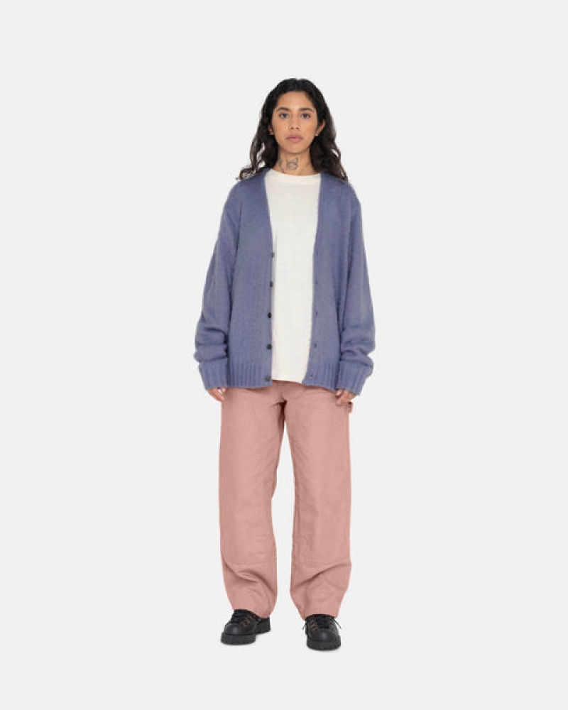 Stussy Brushed Cardigan Kazak Erkek Mor Türkiye | BZM-6069