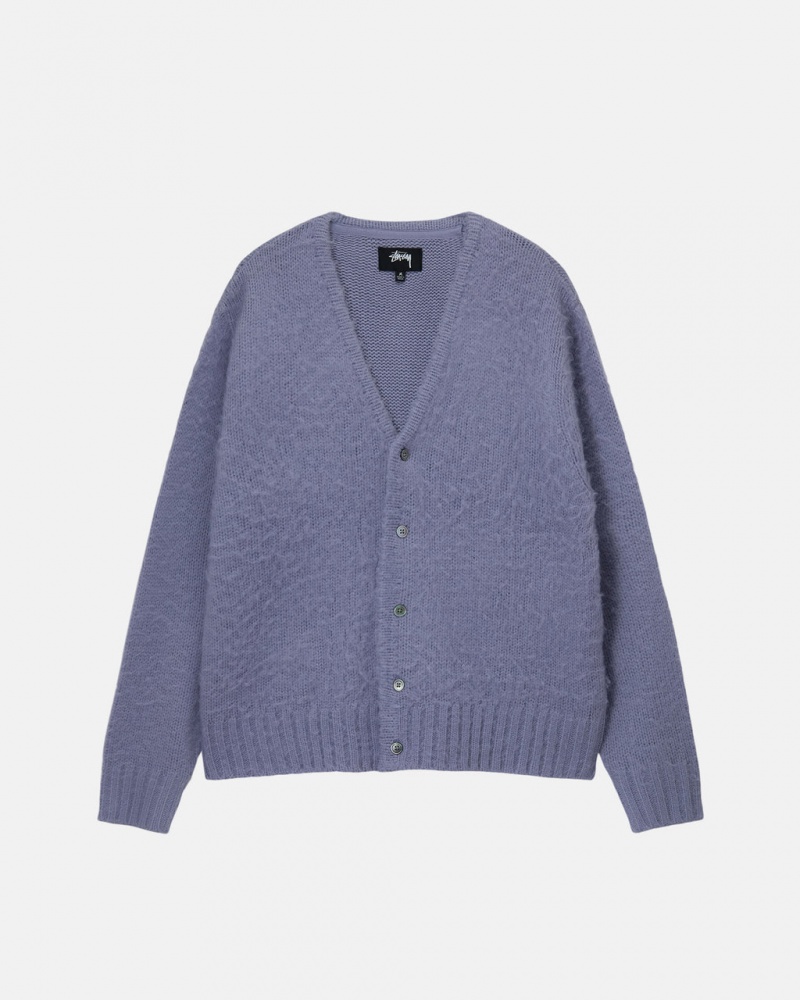 Stussy Brushed Cardigan Kazak Erkek Mor Türkiye | BZM-6069