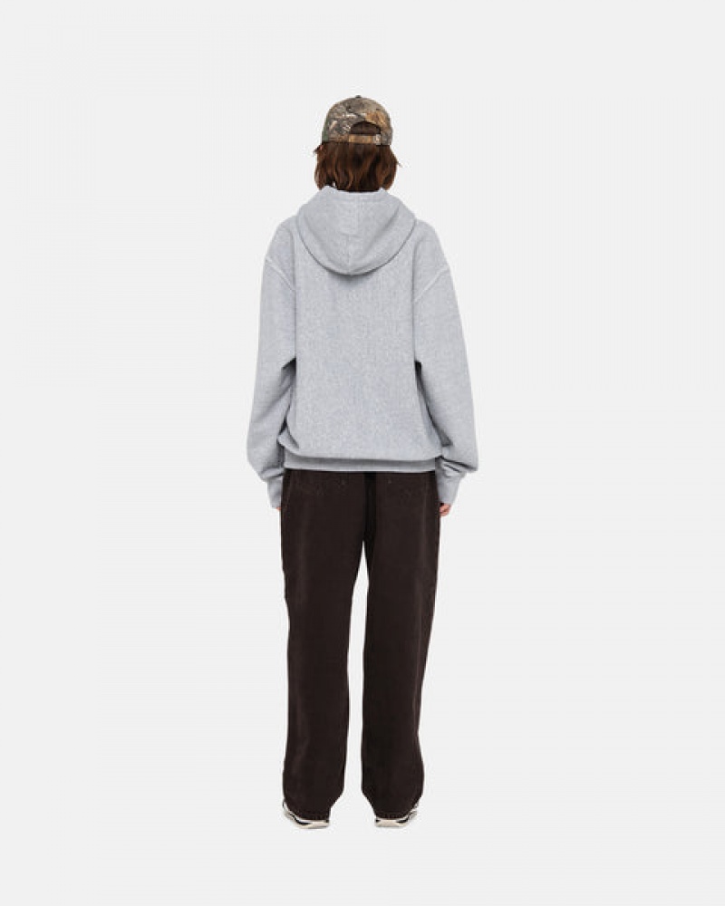 Stussy Contrast Stitch Label Hoodie Erkek Gri Türkiye | NGG-9519