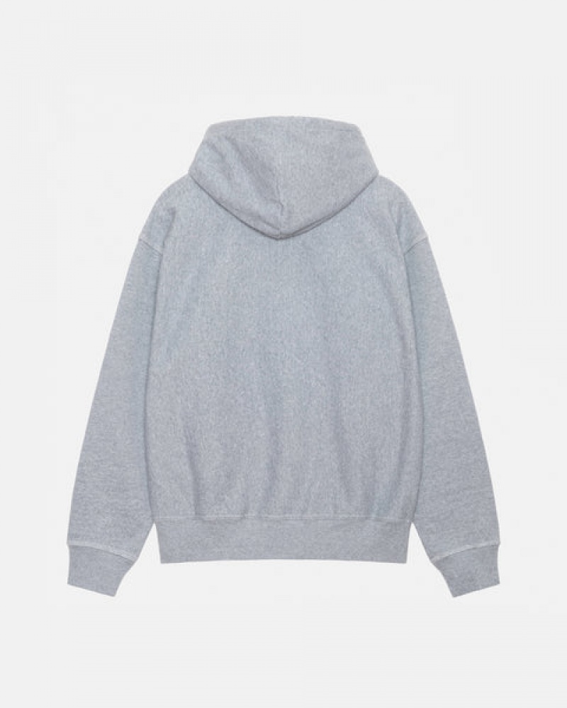 Stussy Contrast Stitch Label Hoodie Erkek Gri Türkiye | NGG-9519