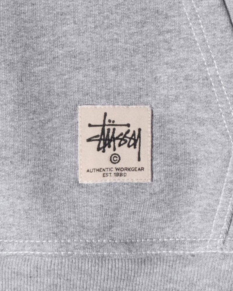 Stussy Contrast Stitch Label Hoodie Erkek Gri Türkiye | NGG-9519
