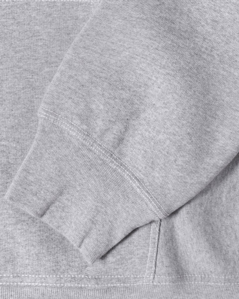 Stussy Contrast Stitch Label Hoodie Erkek Gri Türkiye | NGG-9519