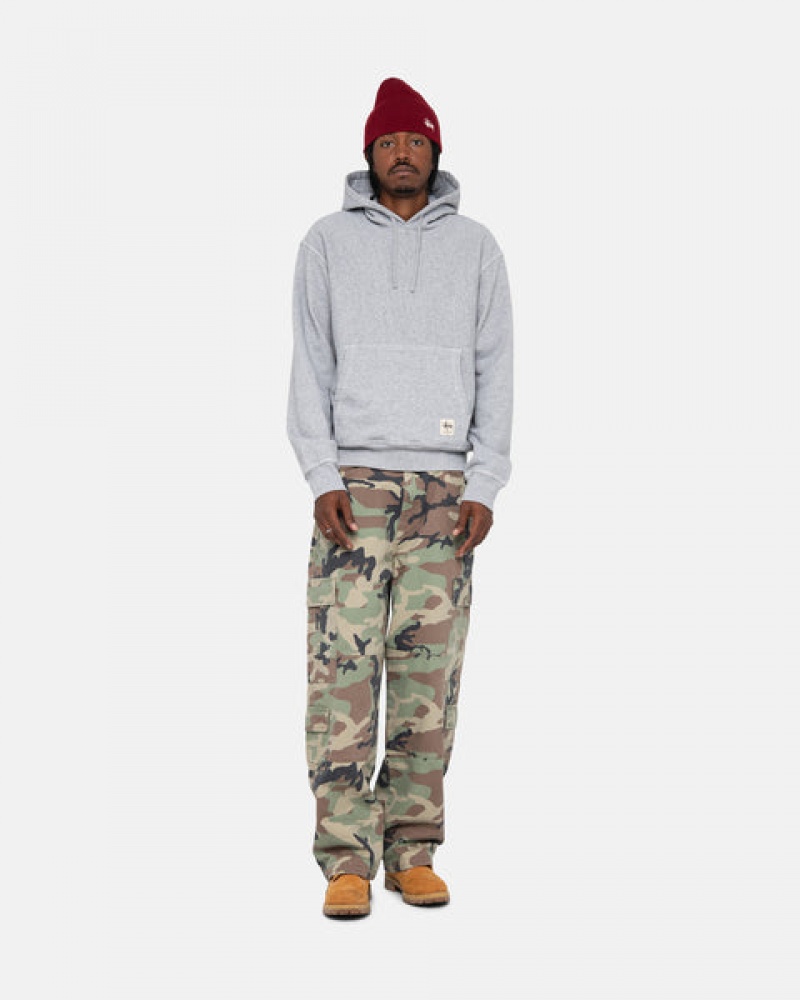 Stussy Contrast Stitch Label Hoodie Erkek Gri Türkiye | NGG-9519