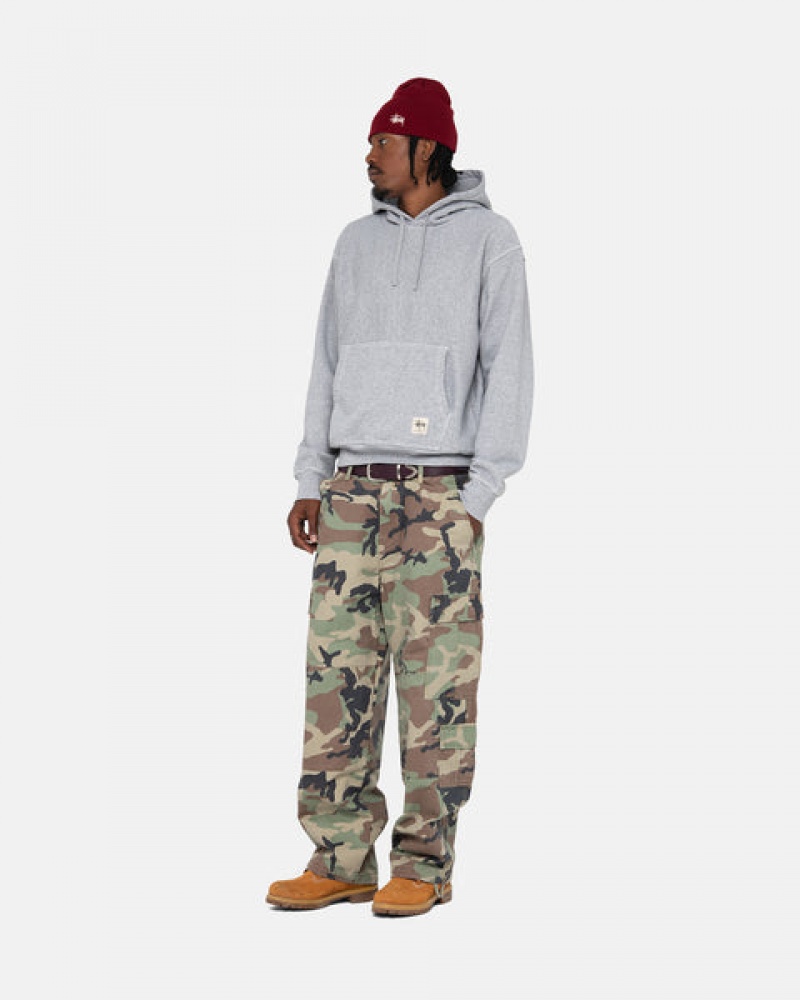 Stussy Contrast Stitch Label Hoodie Erkek Gri Türkiye | NGG-9519