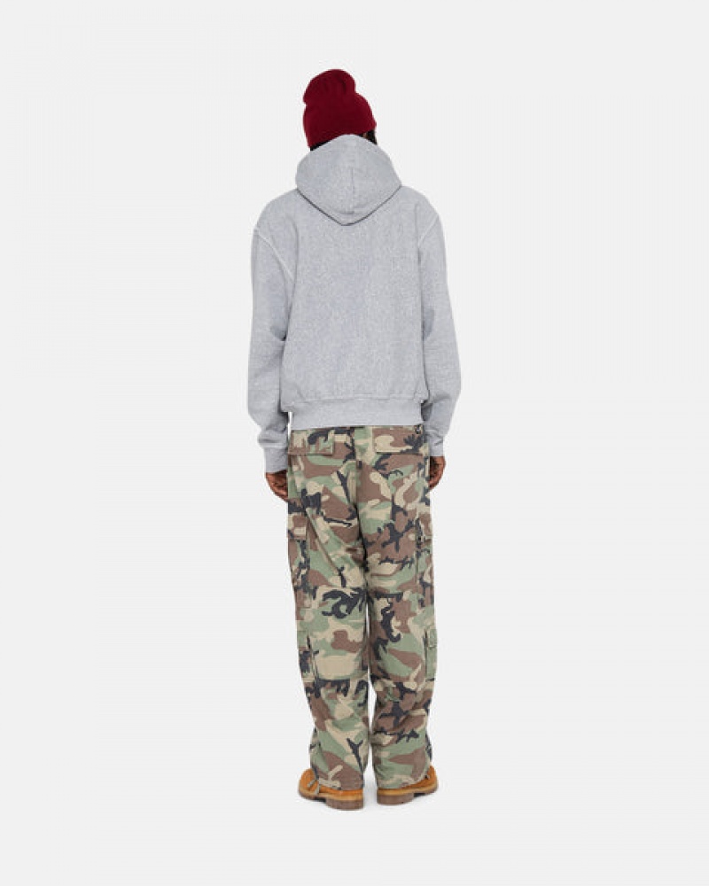 Stussy Contrast Stitch Label Hoodie Erkek Gri Türkiye | NGG-9519