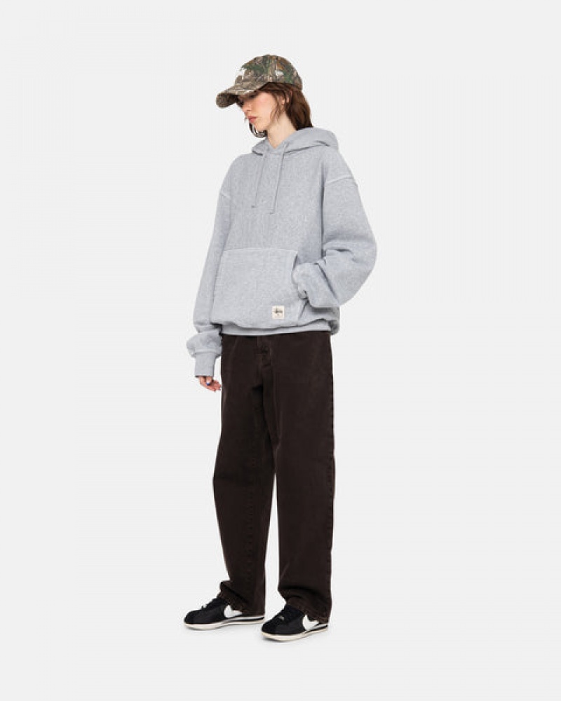 Stussy Contrast Stitch Label Hoodie Erkek Gri Türkiye | NGG-9519