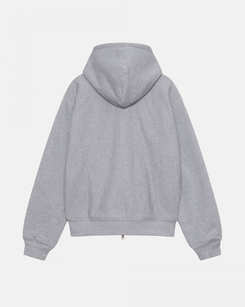 Stussy Double Face Label Zip Hoodie Erkek Gri Türkiye | UFJ-1771