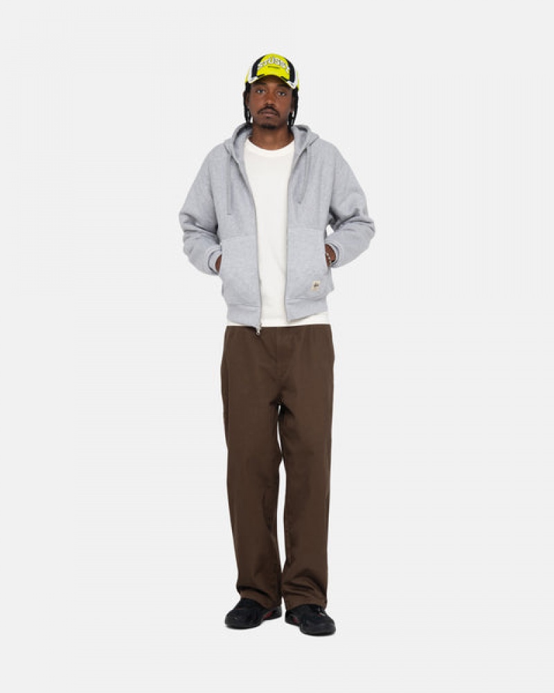 Stussy Double Face Label Zip Hoodie Erkek Gri Türkiye | UFJ-1771