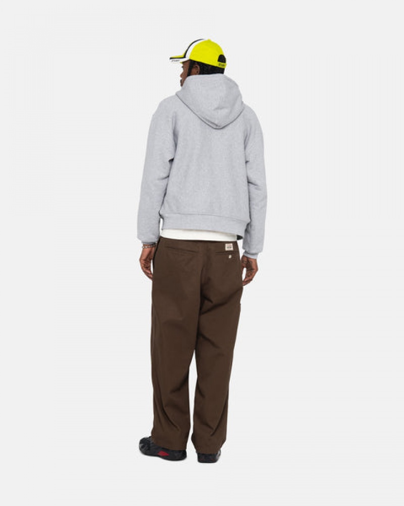 Stussy Double Face Label Zip Hoodie Erkek Gri Türkiye | UFJ-1771