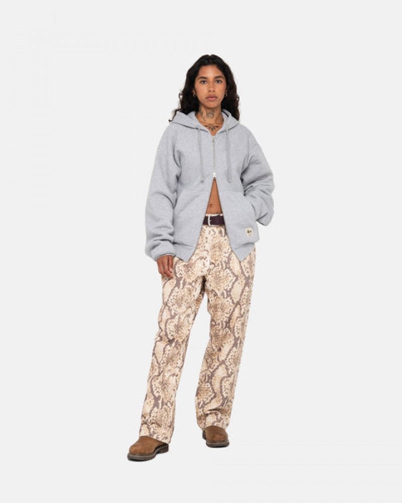 Stussy Double Face Label Zip Hoodie Erkek Gri Türkiye | UFJ-1771