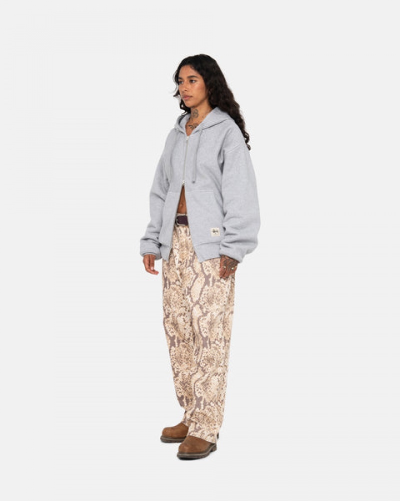 Stussy Double Face Label Zip Hoodie Erkek Gri Türkiye | UFJ-1771